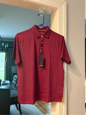 MAELREG Boys Black Striped Performance Polo